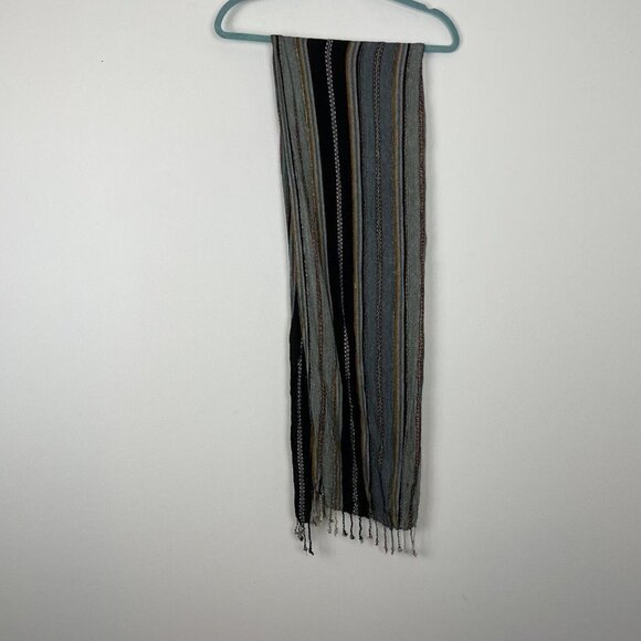 Into Africa Viscose Striped Scarf Fringe Long Rectangle 71” X  19.5” - Picture 1 of 7